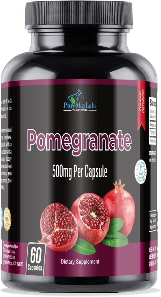 Pomegranate Capsules - 500 mg, antioksidan superfood - 60 Capsules