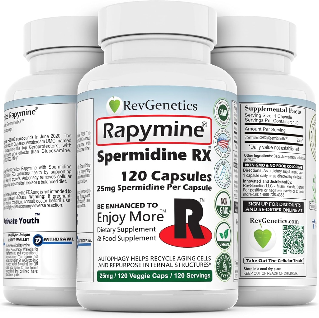 REVGENETICS Rapymine®: 25mg spermidine RXTM - 120 Capsules