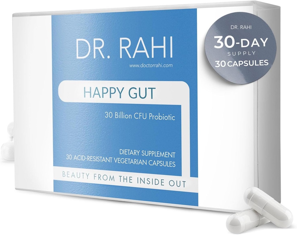 Dr. Rahi Probiotics Daily DF 30 Billion CFU Probiotic Gut Support Supplement, 30 κάψουλες ανθεκτικά στα οξέα, Probiotics για Digestive Health, Gut Health for Women/Men, support Gut Motility -Happy Gut