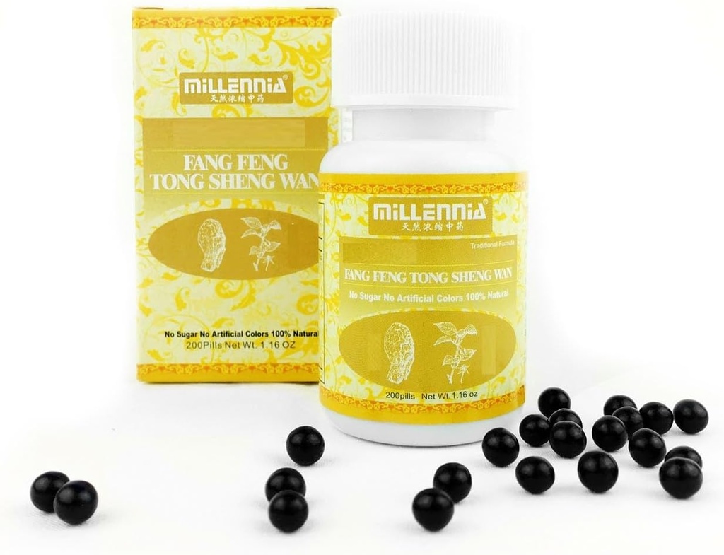 MILLENNIA Herbal Supplement Pills- Fang Feng Tong Solar - 12 Şişe Paketi (200 Pills/Bottle)