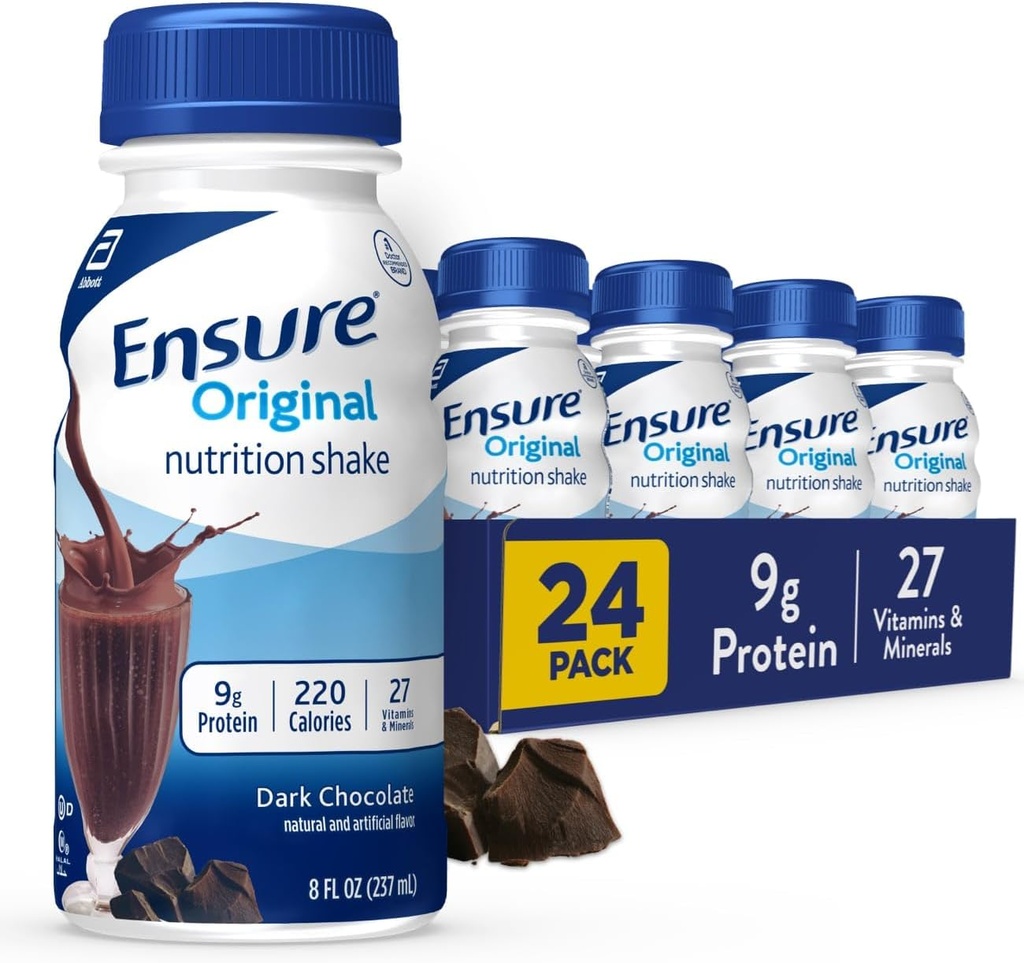 Orijinal Dark Chocolate Beslenme Shake | Küçük Meal Makyaj Shake | İçmeye Hazır | 9g protein, 27 Vitamin ve Mineraller | 8 fl oz - 24 Pack