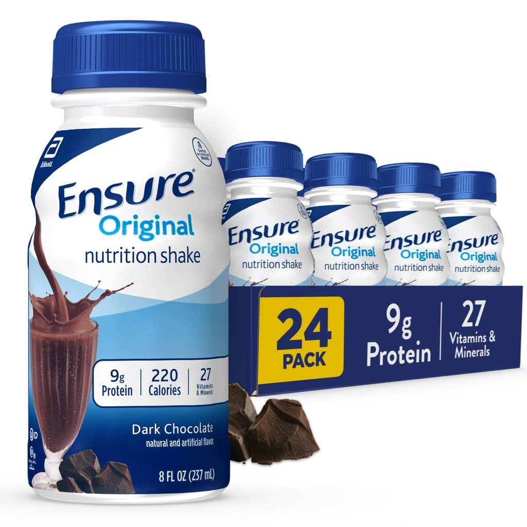 Orijinal Dark Chocolate Beslenme Shake | Küçük Meal Makyaj Shake | İçmeye Hazır | 9g protein, 27 Vitamin ve Mineraller | 8 fl oz - 24 Pack