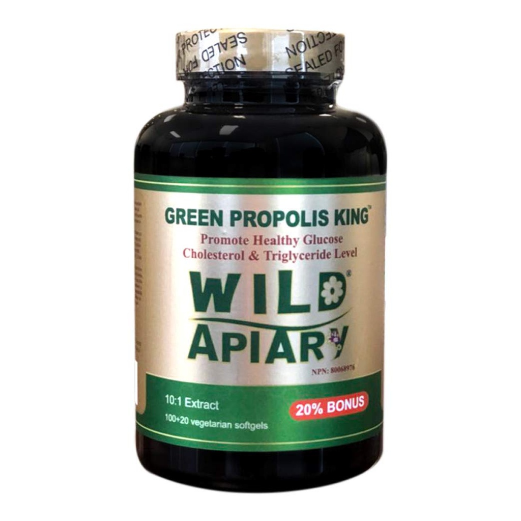 Wild Apiary Brazil Green Bee Propolis King Vegetarian Softgel 120 jel - Alkolsiz, Ücretsiz, Şeker Ücretsiz