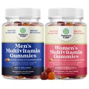 Bundle of Daily Mens Multivitamins Gummies with Zinc and Biotin for Energy and Immunity and Daily Multivitamin for Women Gummies - Gummy Vitamins for Health and Wellness - Non-GMO Gluten Free & Halal
