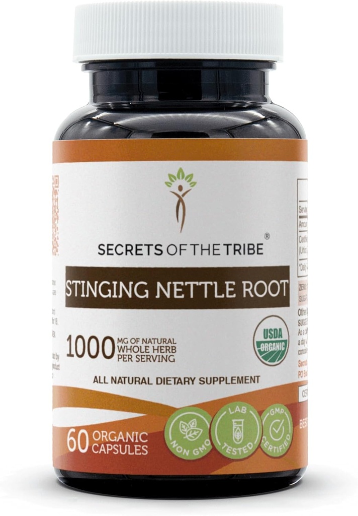 Μυστικά της Φυλής Stinging Nattle Root 60 κάψουλες, Φτιαγμένα με κάψουλες λαχανικών και USDA Organic Sting Nettle Urtica Dioica αναπνευστικό και ουροποιητικό σύστημα Υγεία (60 κάψουλες)
