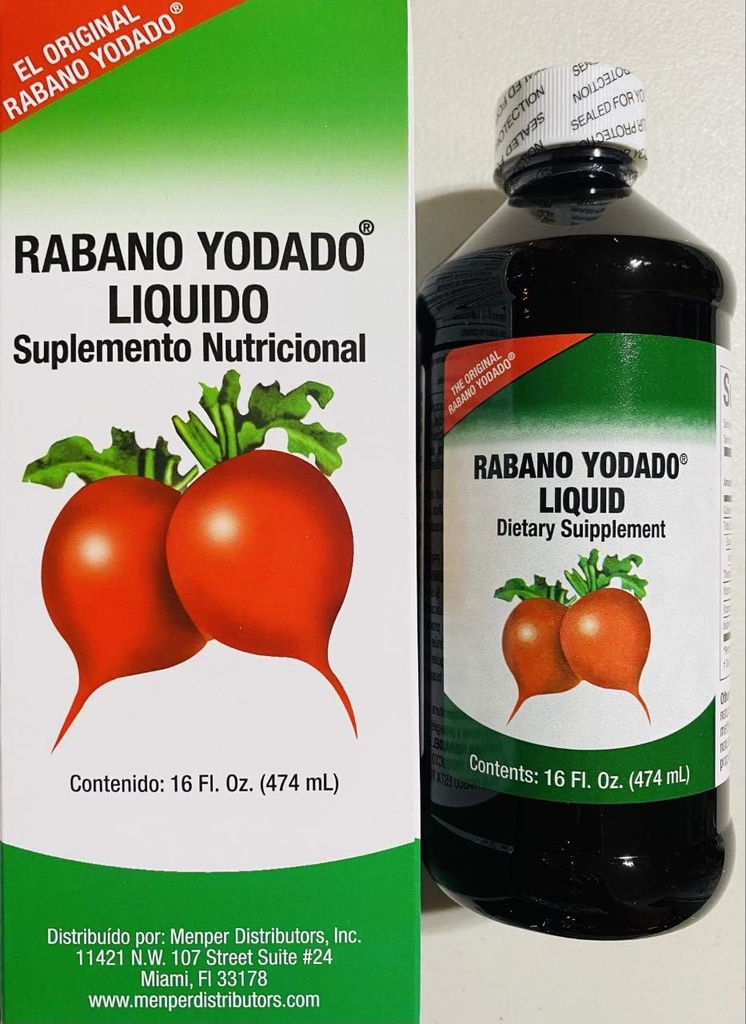 Rabano Yodado Sıvı 16 Fl Oz. - Bonus Boyut - Tamam Vitamin B12, B6 ve Thiamin (1 ay Supply)