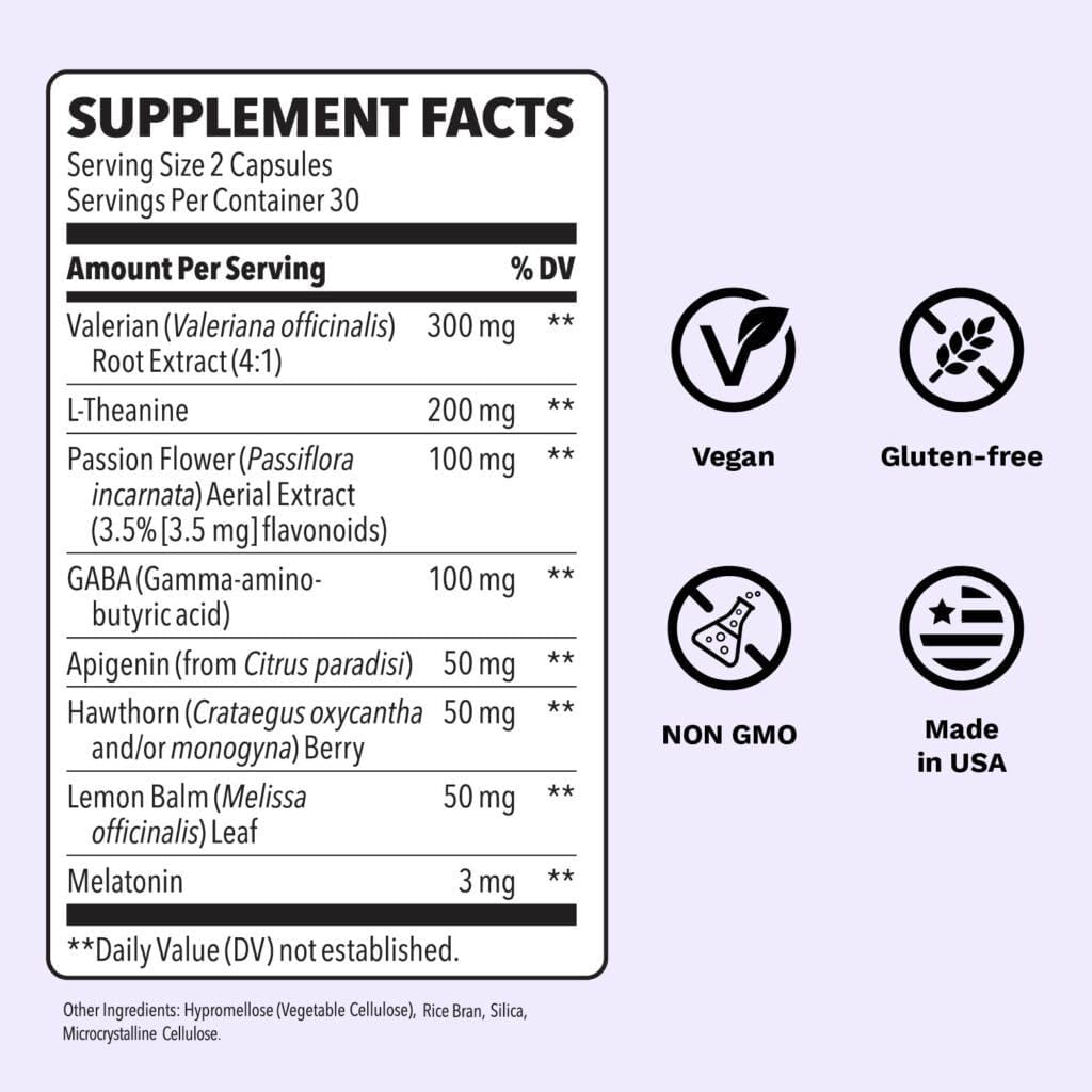 Rest-ZZZ Extra Strength - Sleep Support Supplement - Fall Asleep & Stay Asleep - Ηρεμεί το νευρικό σύστημα - Φυσικά Ευκολία μυϊκή ένταση & ανησυχία - Χαμηλή δόση μελατονίνης GABA & χαμομήλι - 60 κάψουλες