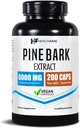 Healthfare Pine Bark, 6000 mg Fransız Deniz | 200 Vegan Capsules | Standartlaştırılmış% 95 OPC Proanthocyanidins | Antioxy Herbal Supplement | Non-GMO, Gluten-Free | Made in USA