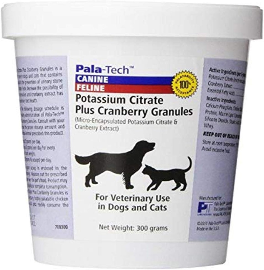 Pala-Tech P Properties Citrate Plus Cranberry Granules 300 gm - Cat & Dog UTI Tedavisi - Köpek Urinary Tract Supplements for Bladder Stone Prevention (Made in USA)