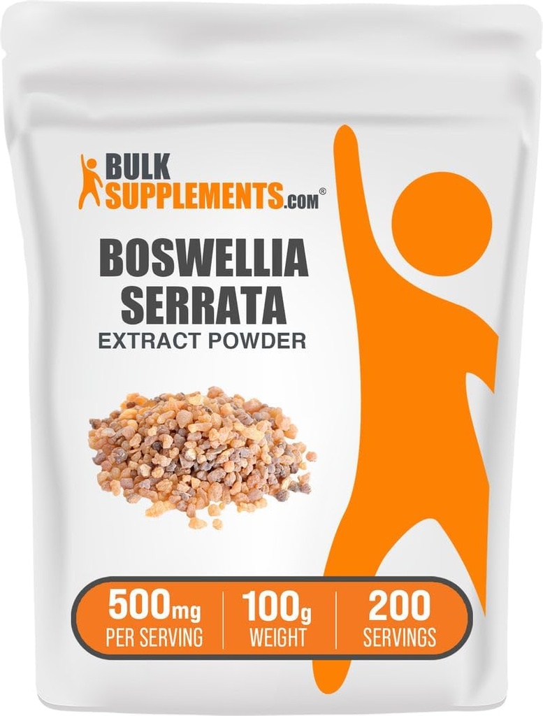 BulkSupplements.com Boswellia Serrata Extract Powder - Boswellia Supplement, from Frankincense Resin - Vegan & Gluten Free, 500mg per Service, 100g (3.5 oz) (Pack of 1)