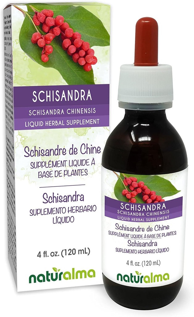 Naturalma Schisandra (Schisandra chinensis) Meyve Alkol Ücretsiz Tincture - 4 fl oz Sıvı Ekstraksiyon - Herbal Supplement - Vegan