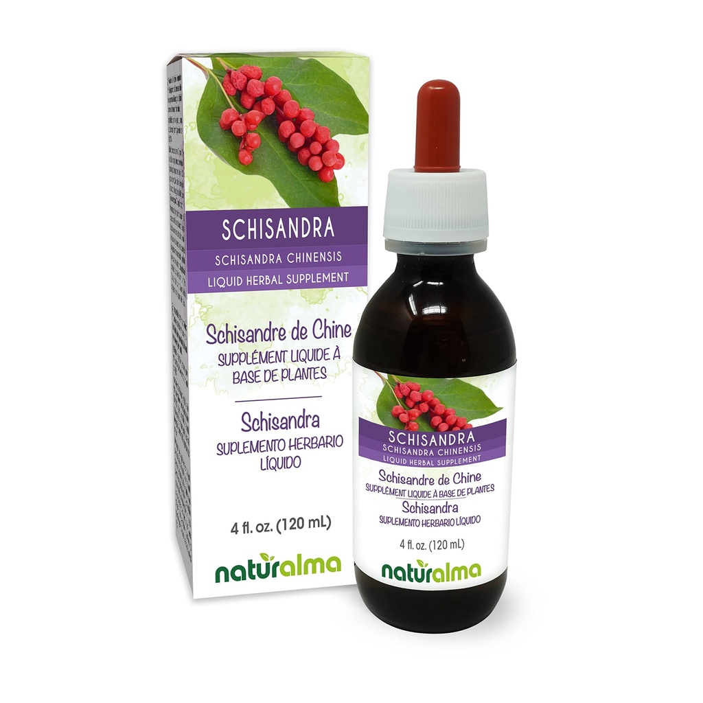 Naturalma Schisandra (Schisandra chinensis) Meyve Alkol Ücretsiz Tincture - 4 fl oz Sıvı Ekstraksiyon - Herbal Supplement - Vegan