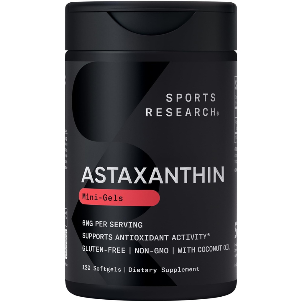 Spor Araştırması Triple Strength Astaxanthin Supplement (6mg) Antioksi Activity, Skin & Eye Health Support - Non-GMO  Valid & Gluten Free - 120 Softgels