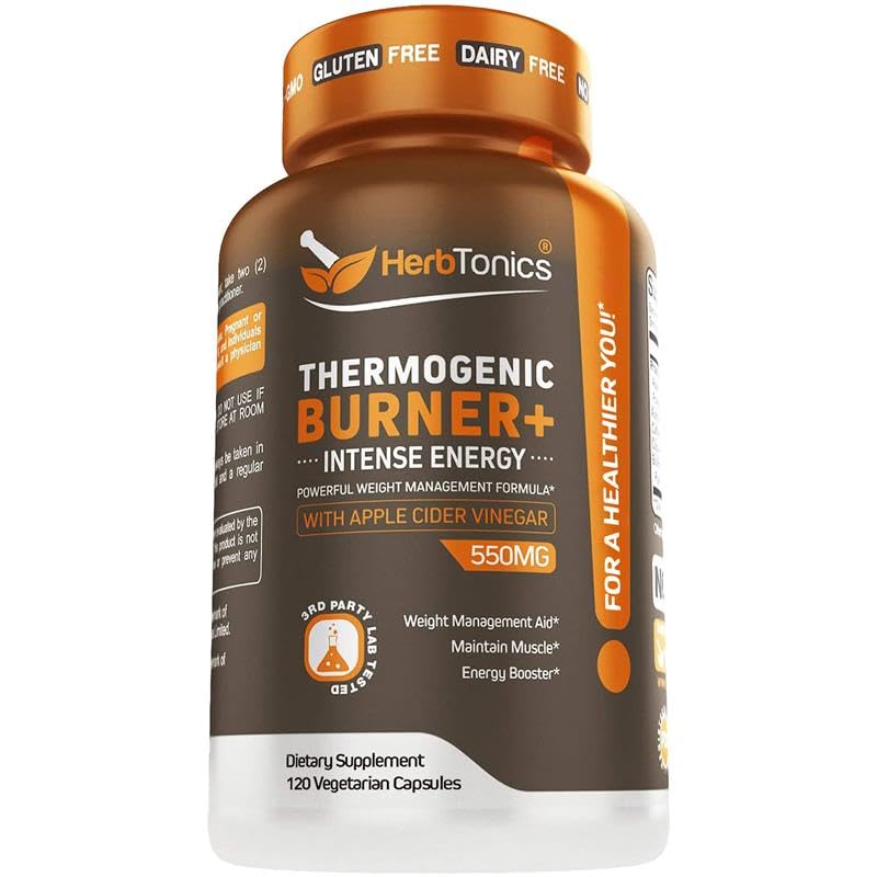 Herbtonics Thermogenic Supplement | Metabolic Health & GLP-1 Erkekler ve Kadınlar için Destek | Temiz Enerji ve Zihin Odak | ACV, Yeşil Çay Ekstraksiyon & Caffeine | 120 Veg Capsules