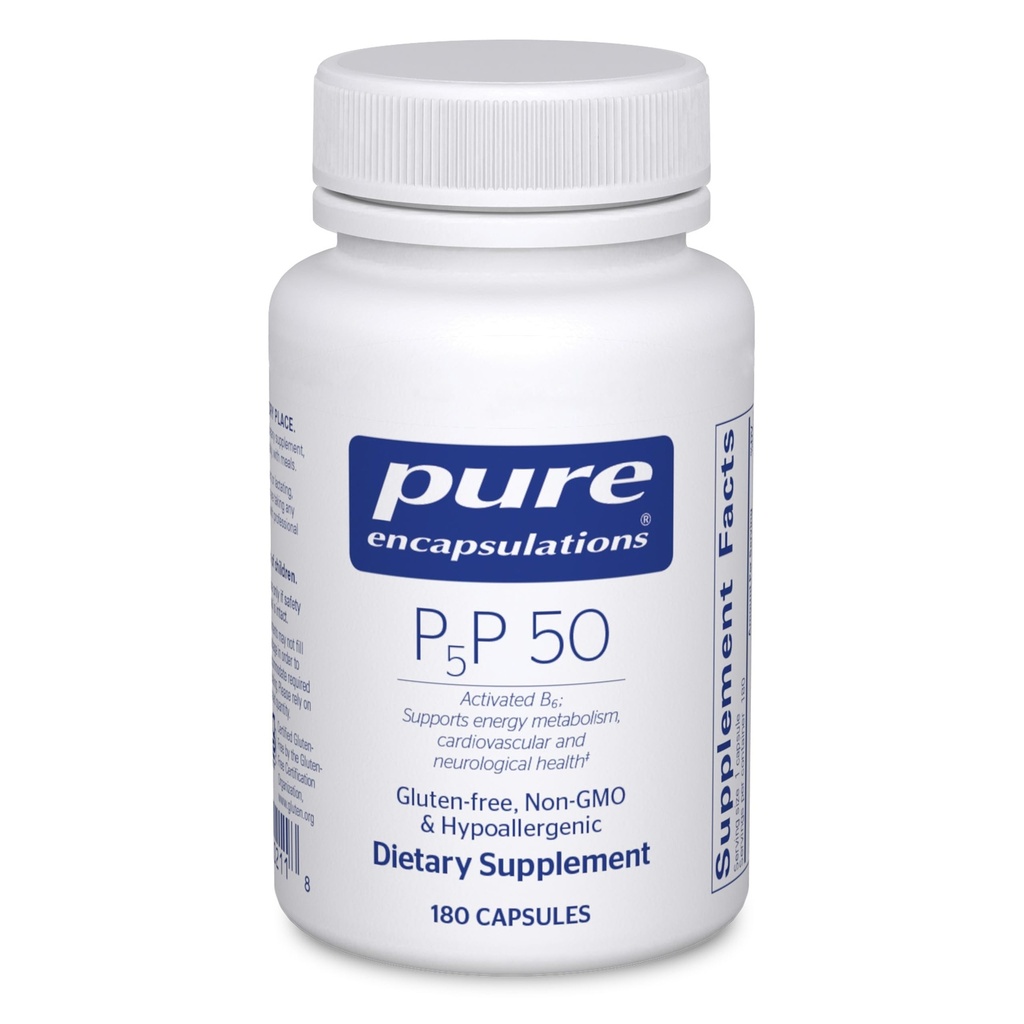 Pure Encapsulations P5P 50 - Active Vitamin B6 - Enerji Metabolism & Beyin Sağlığı * - Gluten Free & Non-GMO - 180 Capsules