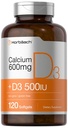 Horbäach Calcium Supplement with Vitamin D3 | 600 mg | 120 Softgels | Non-GMO & Gluten Free | for Men and Women