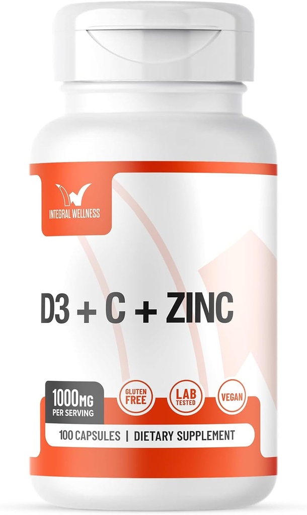 Kompleks Vitamin/Vitamin D3, C, K2 ve çinko (100 Capsules) - Filler Ücretsiz, 3. Parti Test Edildi, Klinik olarak Dosed, Bio available Forms