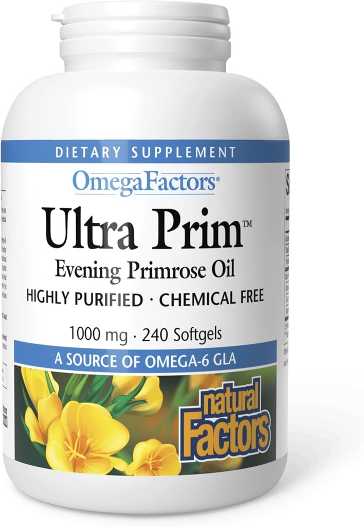 Doğal Faktörler, Ultra Prim Evening Primrose Oil, Kadınları ve Immune Health ile Omega-6 GLA, 240 softgels (240 hizmet vermektedir)