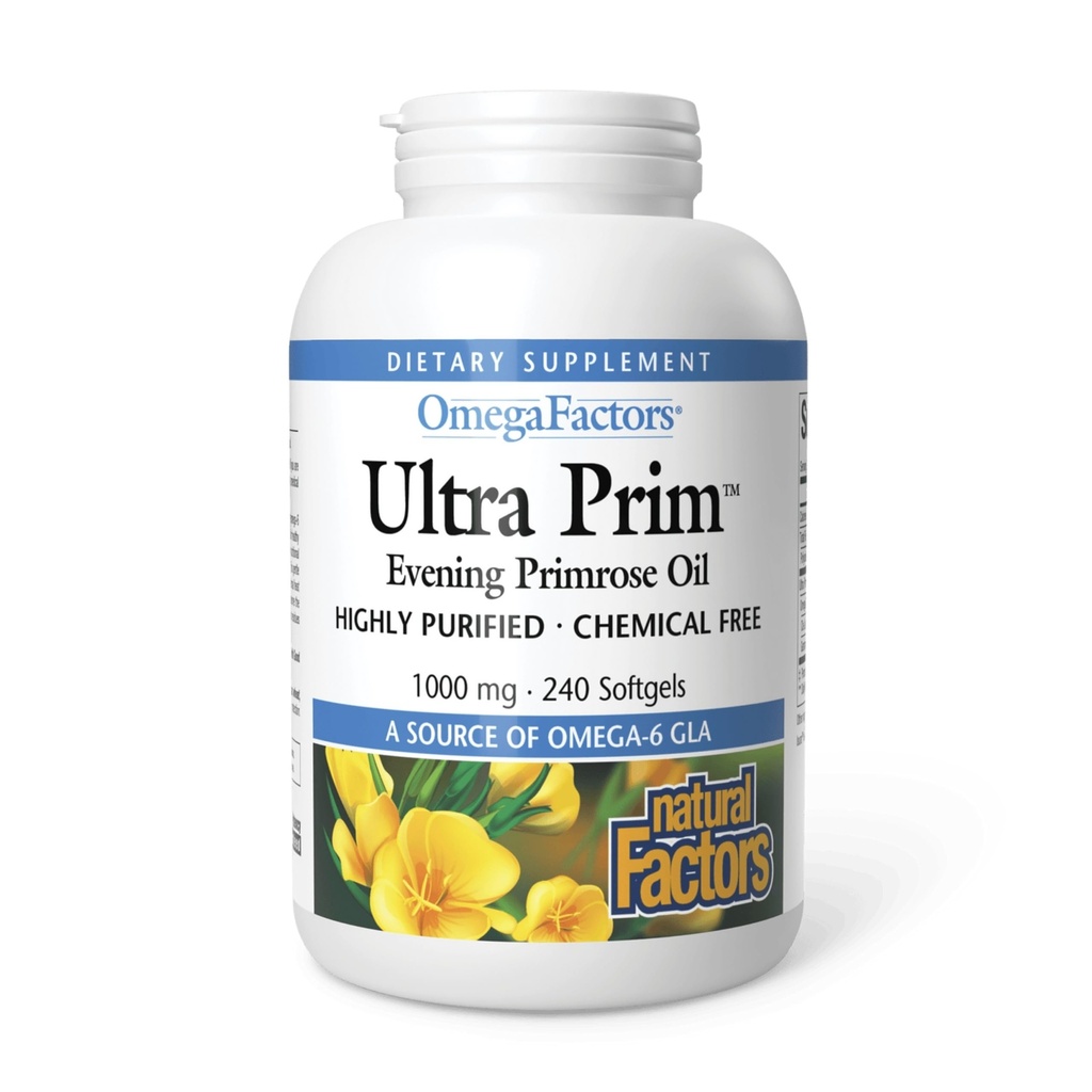 Doğal Faktörler, Ultra Prim Evening Primrose Oil, Kadınları ve Immune Health ile Omega-6 GLA, 240 softgels (240 hizmet vermektedir)