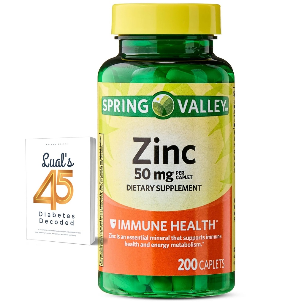Spring Valley çinko 50 mg, 200 Kont, Diyetsel Supplement Immune Health, çinko Immune Supplements, Sche with Lual's 45 Diabetes Decoded