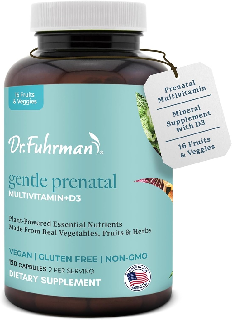 Dr Fuhrman Kadınlar için Prenatal Vitaminler | Doktor-Former Prenatal Vitaminler | Doğal Folate, B12, Choline & Iodine for Orchid Support, Brain & Immune Health | No Sentetik Folic Asit | 120 Cap