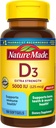 Nature Made Vitamin D3 5000 IU (125 mcg) Softgels, Extra Strength Vitamin D συμπλήρωμα για την υποστήριξη της υγείας των οστών και του ανοσοποιητικού, 180 Count, 180 ημέρα προσφοράς