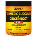 6 1 Turmeric Curcumin + Ginger Capsules, Ginger, Mor Bulb, Bromelain, Moringa, Black Pepper - 120 Capsules