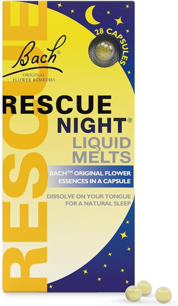 Bach RESCUE SLEEP Liquid Melts, Φυσικό Orange Vanilla Flavor, Natural Sleep Aid, Stress Relief, Ομοιοπαθητικό Λουλούδι Απόσταγμα, Χωρίς Μελατονίνη, Γλουτένη & Ζάχαρη, Μη αλκοολούχο, Μη Ναρκωτικό, 28ct.