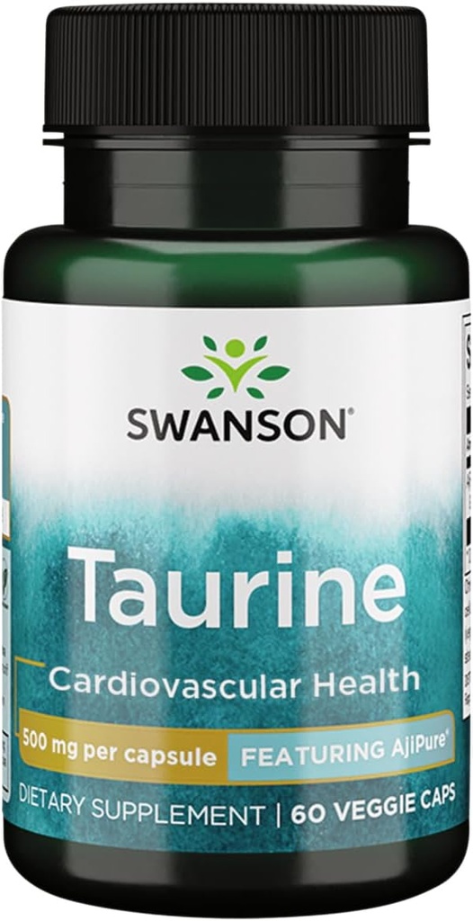 Swanson Amino Acid Ajipure Taurine Φαρμακευτικός βαθμός 500 Milligrams 60 Veg Κάψουλες