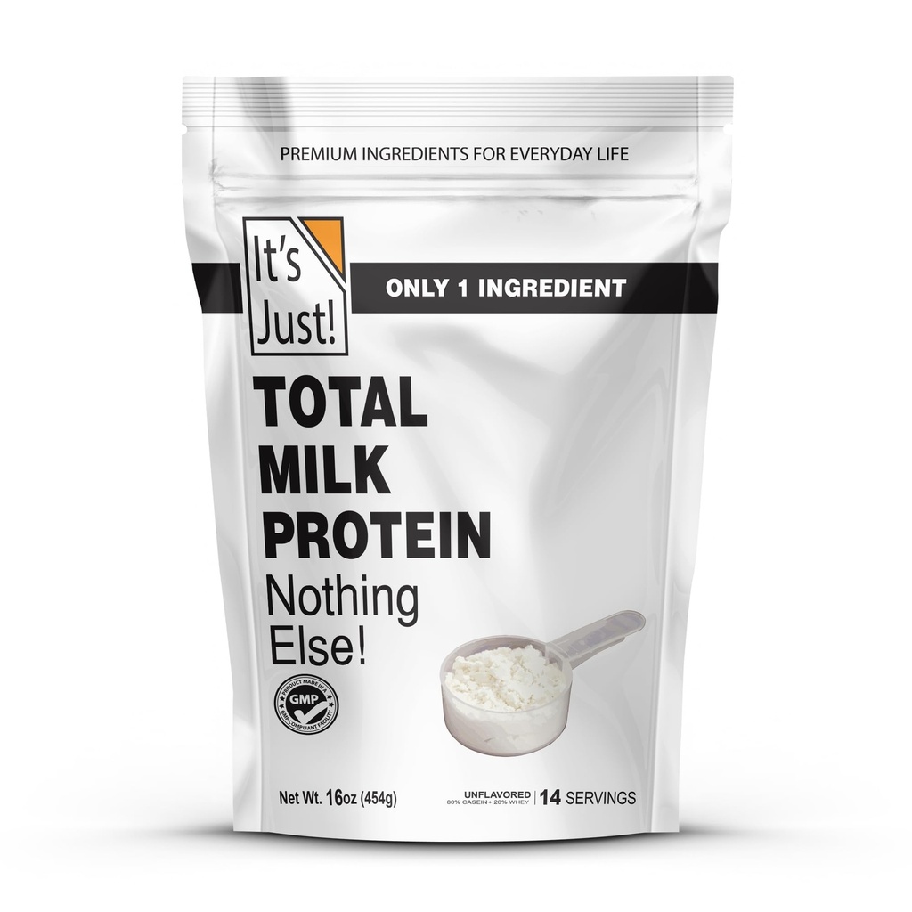It's Just! - Total Milk Protein Concentrate Powder, GLP-1 Friendly, Naturally 80% Casein / 20% Whey, rBSH/RBST Hormone Free, No Added Sugar, MPC-85 (1 Pound, Unflavored)