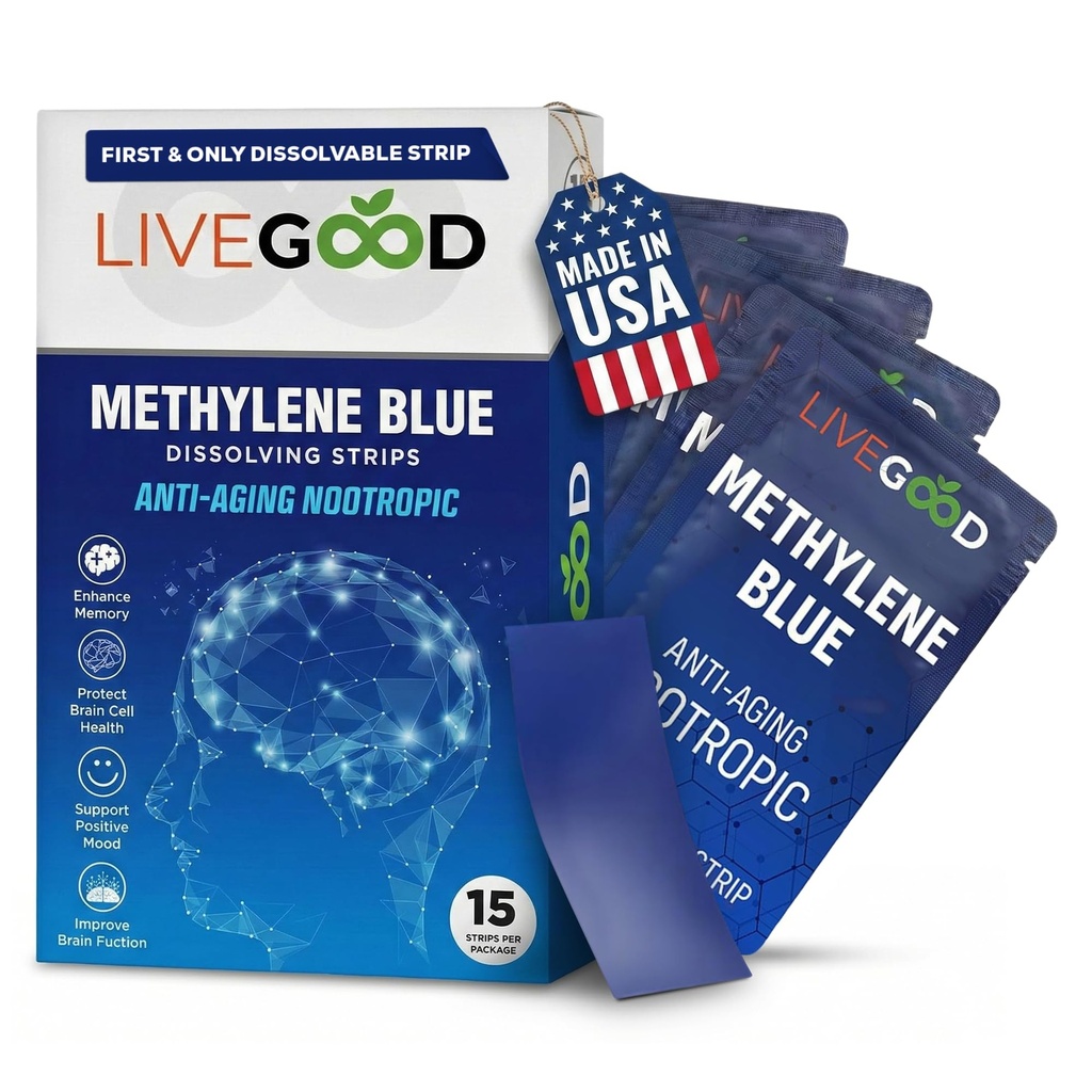 LIVEGOOD M Ramsey Blue – Insanlar için özür dilerim, Beyin Supplements for Memory and Focus, Clarity & Cognitive Energy, Nootropic Brain Support, Made in USA, 15 Oral Strips with 20mg Every