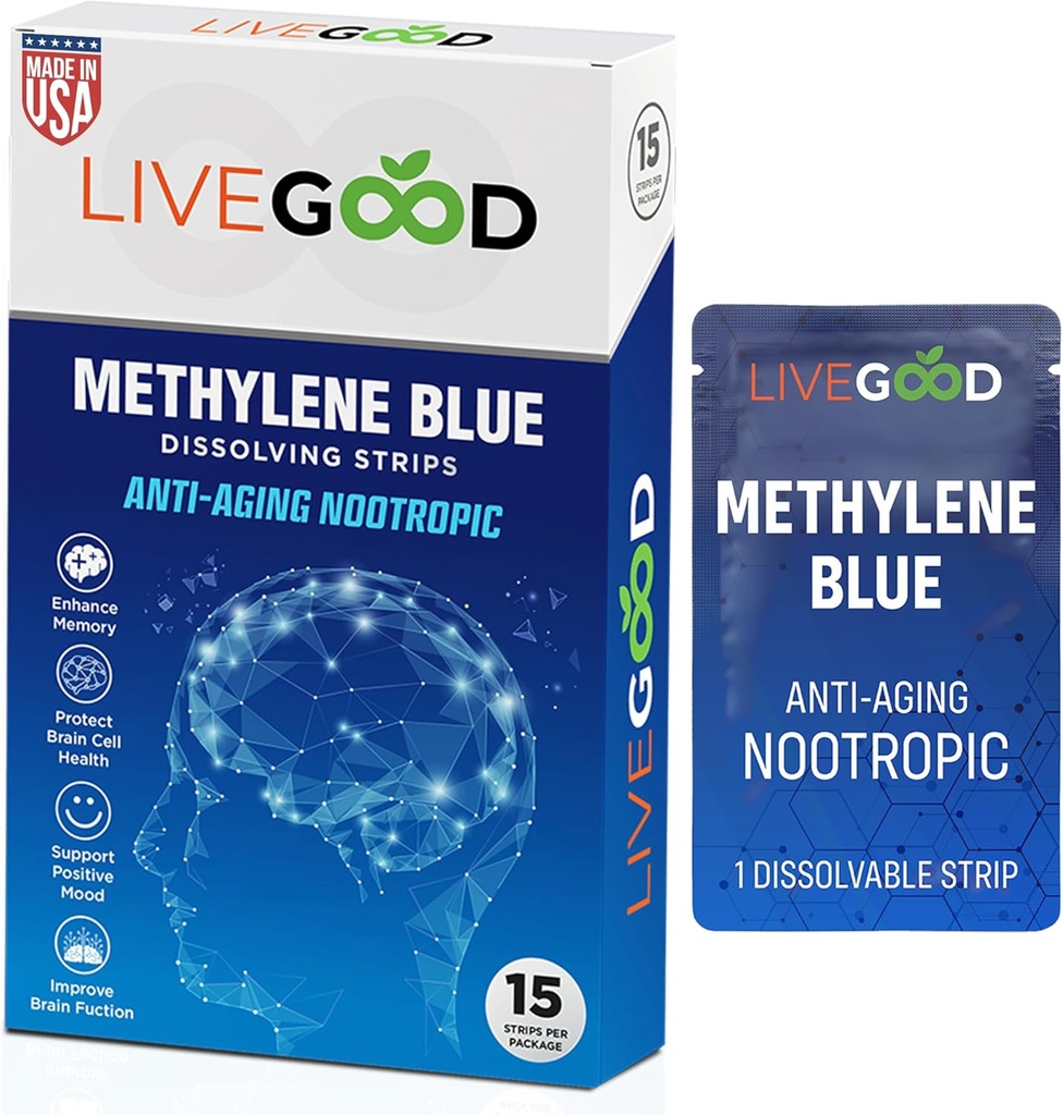 LIVEGOOD M Ramsey Blue – Insanlar için özür dilerim, Beyin Supplements for Memory and Focus, Clarity & Cognitive Energy, Nootropic Brain Support, Made in USA, 15 Oral Strips with 20mg Every