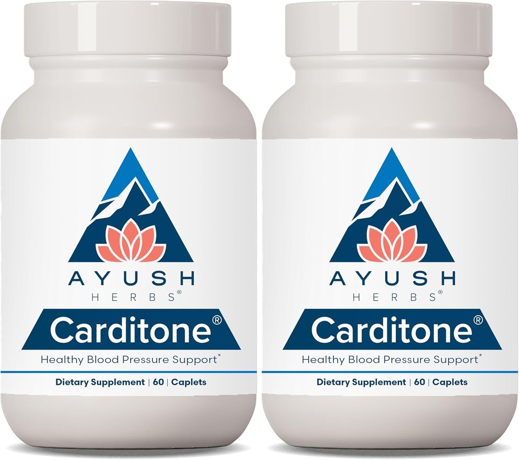 Ayush Herbs Carditone - Kadınlar ve Erkekler için Doğal Supplement, BP Formula, Holistic Heart Supplement with Rauwolfia, Arjuna,dis ve Magnezyum - 60 Vejetaryen Caplets (2 Count)