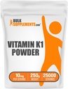 BulkSupplements.com Vitamin K1 Toz - Bone and Heart Health Support için K1 Supplement - Gluten Free, 10 mg per Service, 250g (8.8 oz) (Pack of 1)