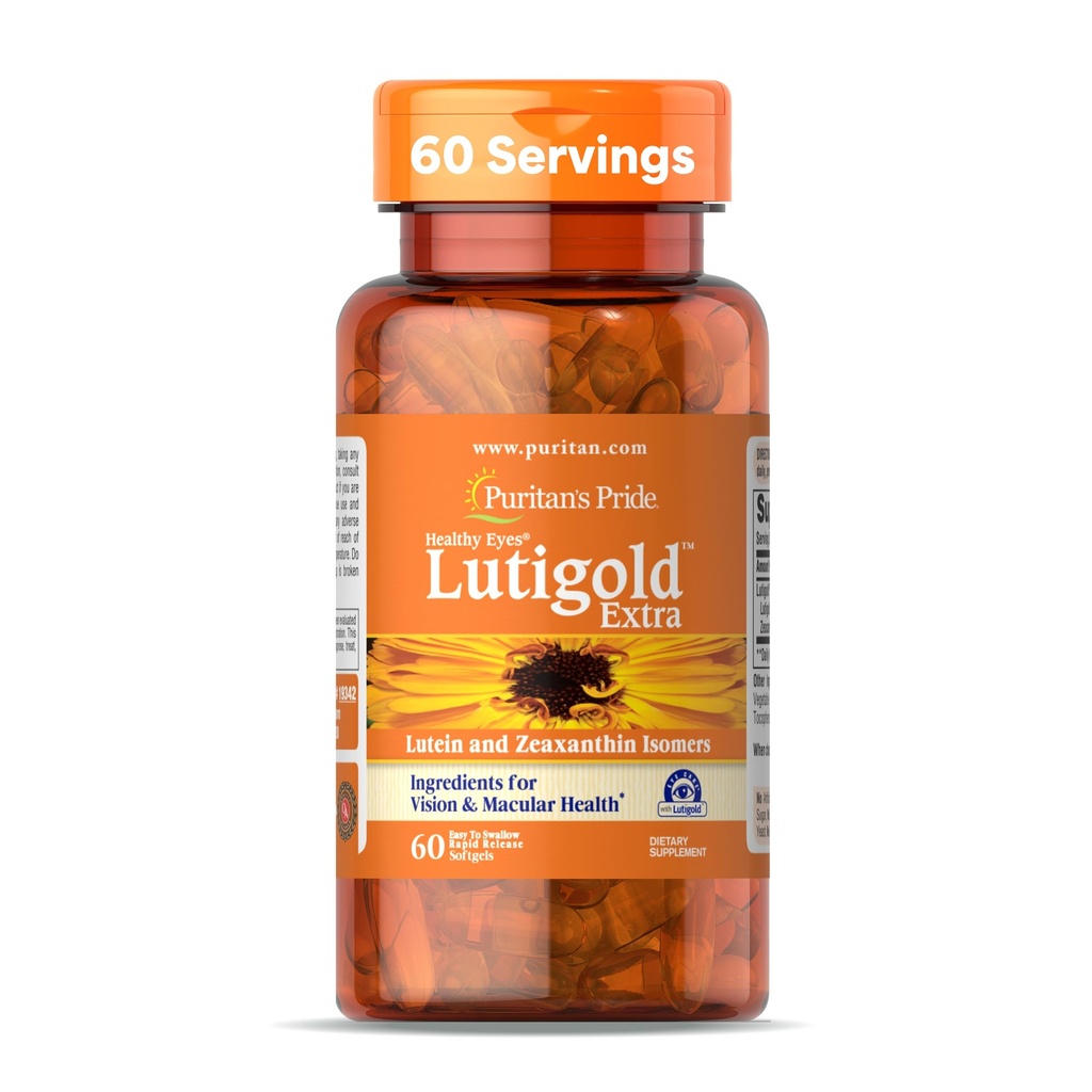 Puritan's Pride Premium Sağlıklı Gözler LutialtıTM Ekstra Lutein with Meso-Zeaxanthin and Zeaxanthin for Men and Women, Vision Health Support, 2 Ay Supply, 60 Easy-to-Swallow Hızlı Yayın Softgels