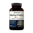 NatureBell L Torchfolate 15mg, 240 Veggie Capsules | 5-MTHF with Me12 1000 Live### Yüksek Potency Dual Action for Energy & Cognitive Support, Active Folic Acid – Metil Folate Supplement