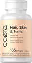 Coera Hair, Skin and Nails Vitamins | 165 Softgels | Biotin, Collagen & Moroccan Argan Oil | No-GMO & Gluten Free Supplement for Men and Women