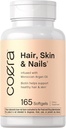 Coera Hair, Skin and Nails Vitamins | 165 Softgels | Biotin, Collagen & Moroccan Argan Oil | No-GMO & Gluten Free Supplement for Men and Women