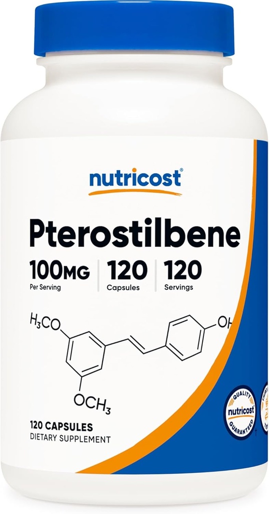 Nutricost Pterostilbene 100mg, 120 Κάψουλες - Μη ΓΤΟ, Χωρίς γλουτένη