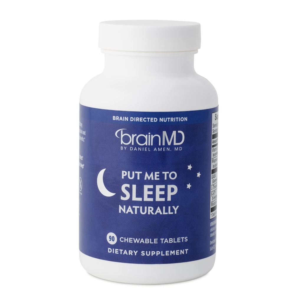 BRAINMD Beni Doğal Olarak Uyur - 90 Chewable Tablet - Melatonin, L-Theanine, Magnezyum, GABA, B6 & 5-HTP - Gluten Free - 45 Hizmetler