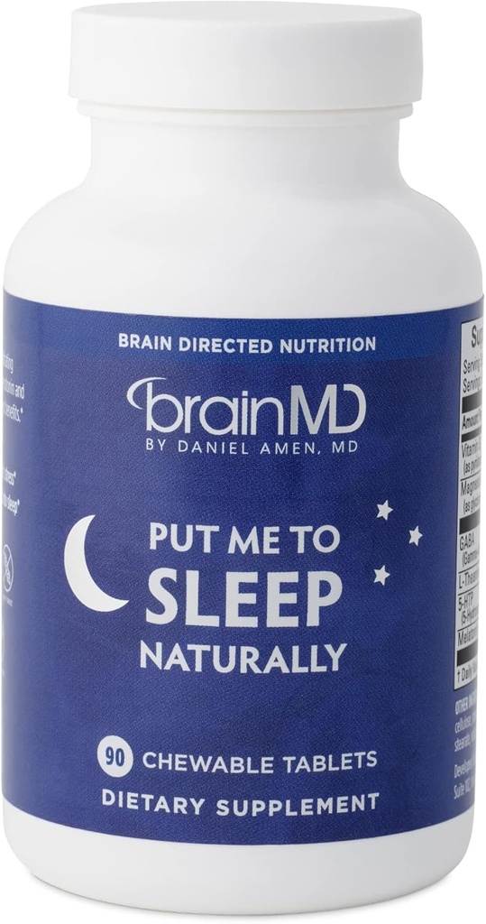 BRAINMD Beni Doğal Olarak Uyur - 90 Chewable Tablet - Melatonin, L-Theanine, Magnezyum, GABA, B6 & 5-HTP - Gluten Free - 45 Hizmetler
