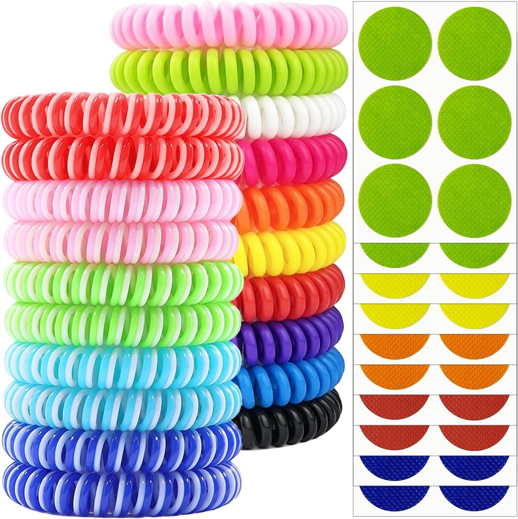 Mosquito Repellent Dresss 20 Pack, Bireysel olarak 60 Adet Mosquito Repellent Bands ile 60 Adet Mosquito Repellent Styles Patches, DEET Ücretsiz Böcek Bug Repellent Bilekiler Yetişkinler için
