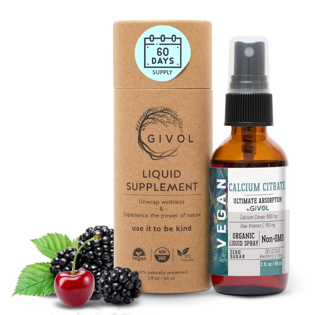 Sıvı Kalsiyum Citrate 1000 mg & Raw Vitamin C 150mg Sıvı Kaplama Optimal Abpsiyon, Wild Cherry & BlackBerry Flavor, Macau Supplement, Non-GMO, Gluten Free, Sugar-Free 2oz (60 ml)