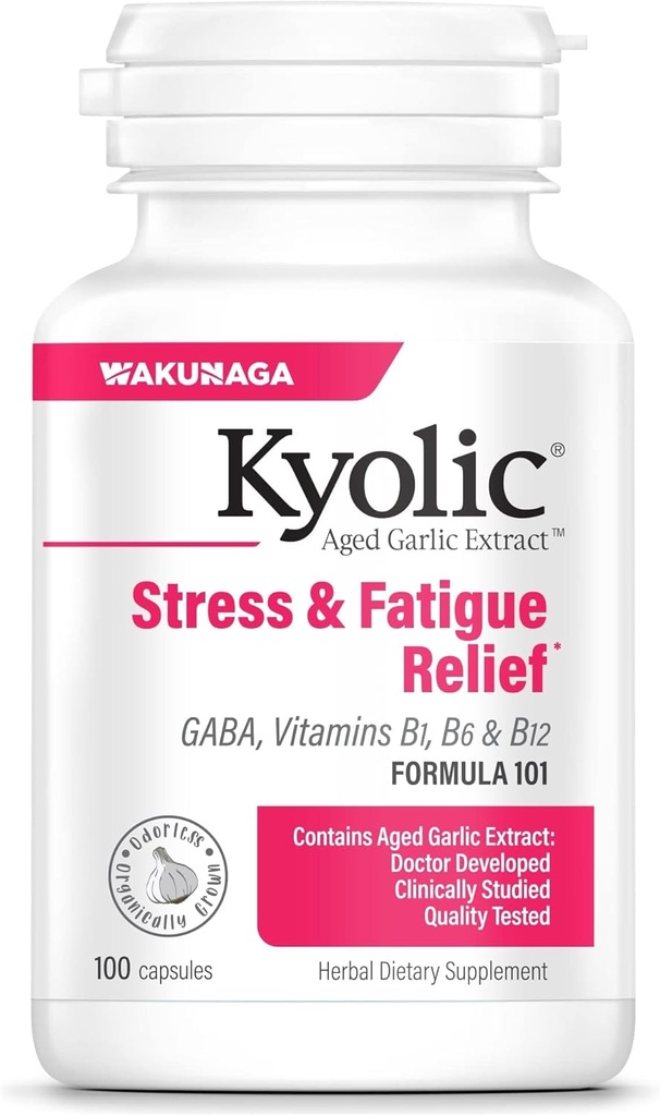 Kyolic Aged Garlic Extract Formula 101, Stress and Fatigue Relief, 100 Capsules.