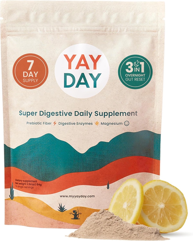 Nighttime Prebiyotik Fiber Toz Digestive Enzymes & Magnezyum Glycinate for Sleep, On-The-Go Travel 7 Pack | Gut Health Supplement for Women & Men - Bloating Relief