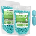 XPRS Nutra Vegan Boyutu 0 Ayrılı Kapsüller - 1000 Kont Premium Boş Kapsüller Çantada Ayrıştı - DIY Supplement (Aqua) için 0