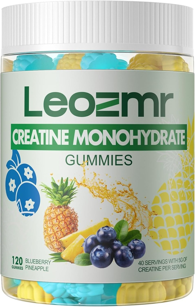 Creatine Monohydrate Gummies 5000mg για άνδρες & γυναίκες, Chewables Creatine Monohydrate Supplement (120 Count) - Ανανάς βατόμουρο