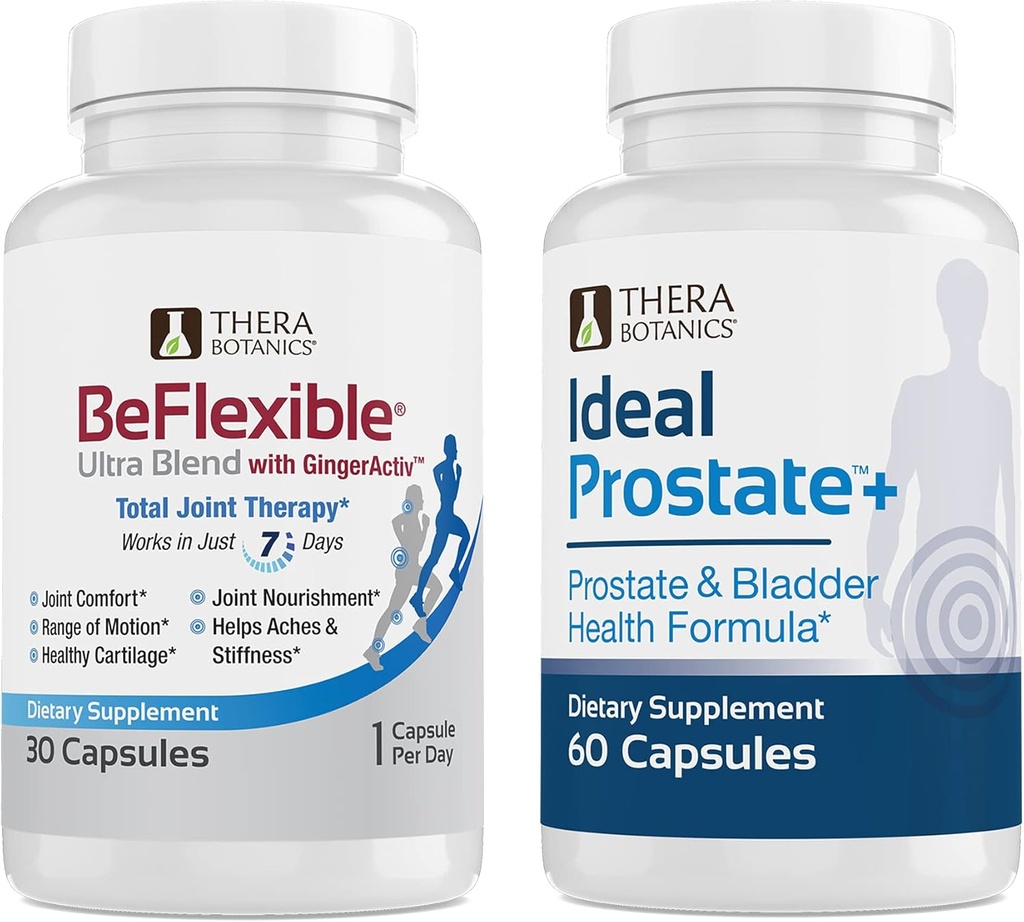 Therabotanics BeFlexible Ultra Joint Support Supplement and Ideal Prostate Powerful Prostate Supplement for Men Sche