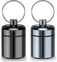 2 Πακέτο Mini Pill περίπτωση Μικρός κάτοχος Χάπια Keychain για Purse - Portable Travel Pill Container Keychain, Αδιάβροχο Metal Daily Pill Box Organizer για Office Outdoor Camping (Black & Grey)