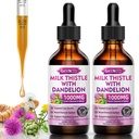 2 τεμ. Υγρές σταγόνες γάλακτος Thittle - Liver Cleanse Detox & Repair - 1000mg συμπλήρωμα γαϊδουράγκαθου γάλακτος για την υποστήριξη του ήπατος, συμπλήρωμα ήπατος Silymarin για την υγεία του ήπατος, Vegan, μη-GMO, 4 Fl Oz
